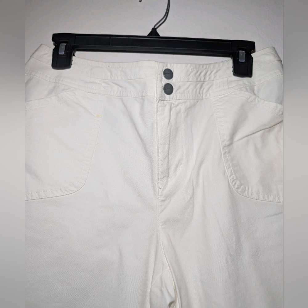NWT Coldwater Creek White Capri Pants Embroidered Women Sz 6 Stretch Crop Cargo - Picture 8 of 13